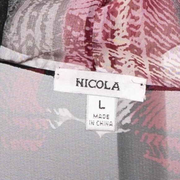Nicola Blouse Set Cardigan Pleated Tank Womens L Floral Sheer Pink Black Gray - Picture 4 of 7